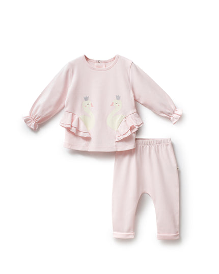 Pink Swan Ruffle Outfit Set