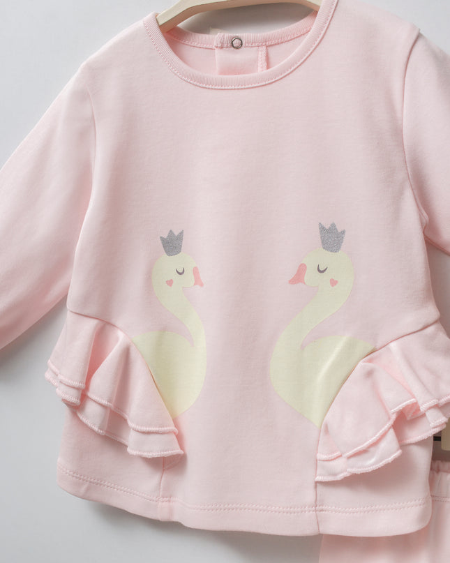 Pink Swan Ruffle Outfit Set