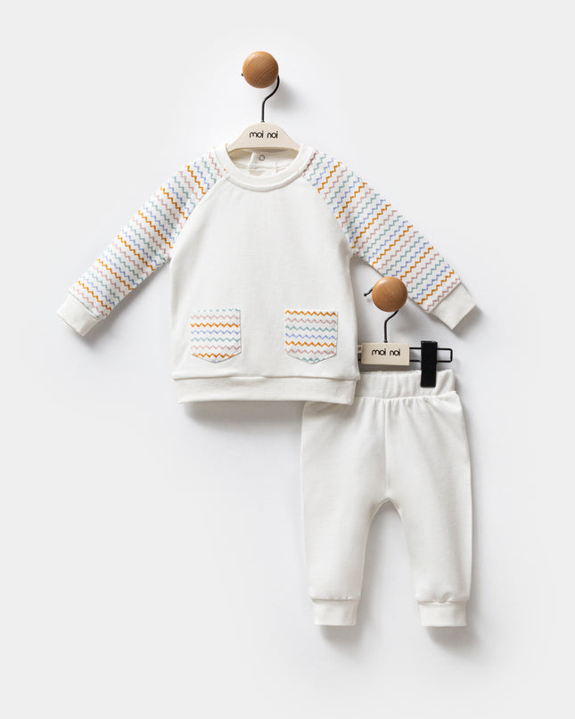 Multicolor Zigzag Sweat Set