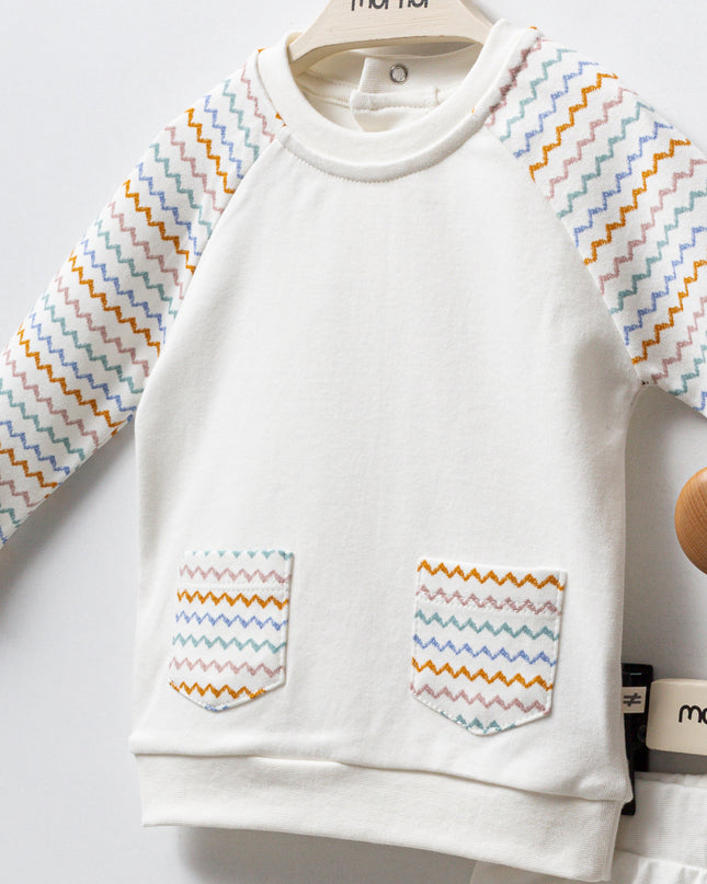 Multicolor Zigzag Sweat Set