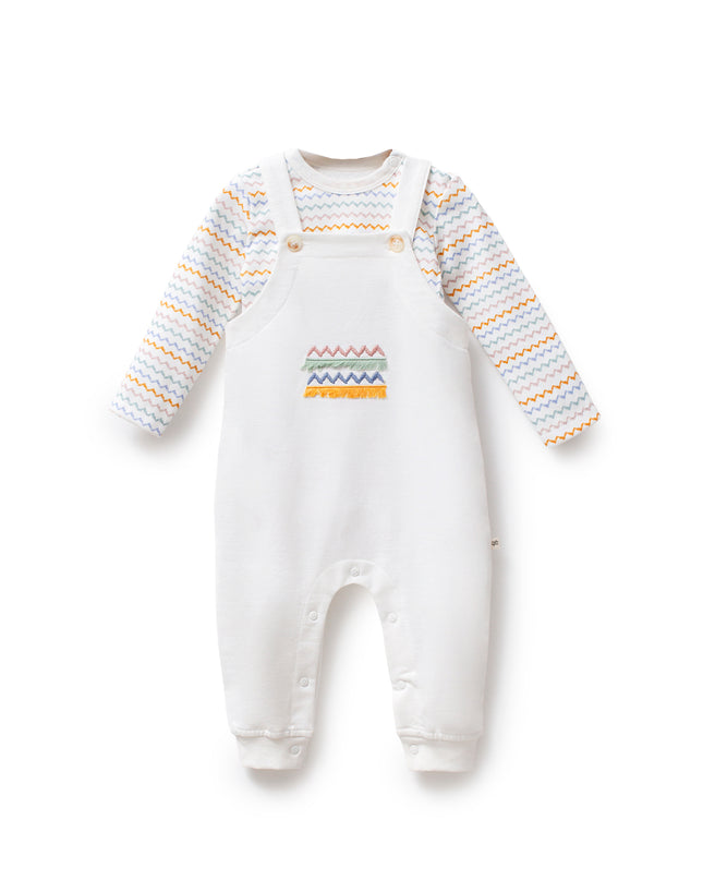Multicolor Zigzag Overalls Set