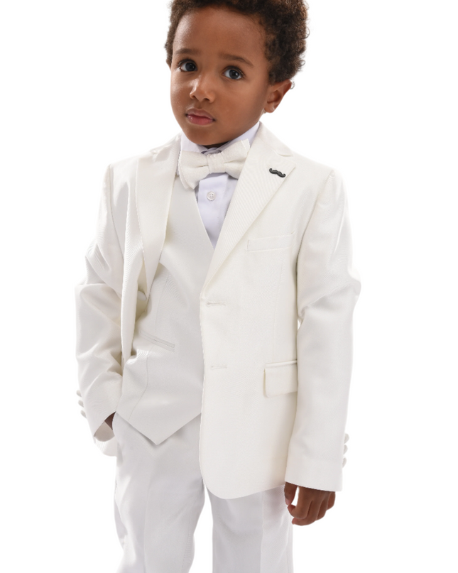kids atelier moustache Cream 5pc Peak Lapel Tuxedo