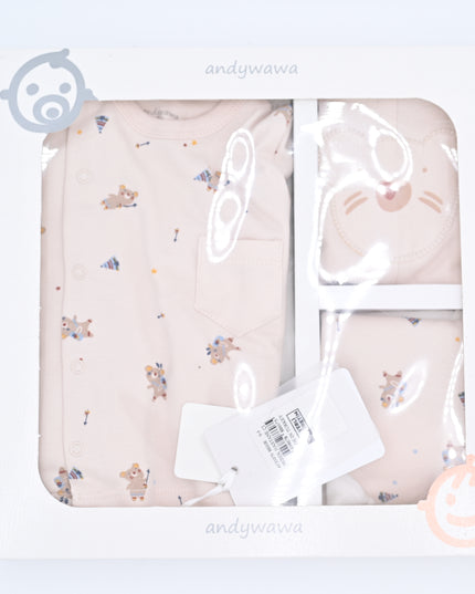 Andy Wawa-AC21070--BEIGE-Baby Coming Home 5 PCS NEWBORN SET BEAR CAMP