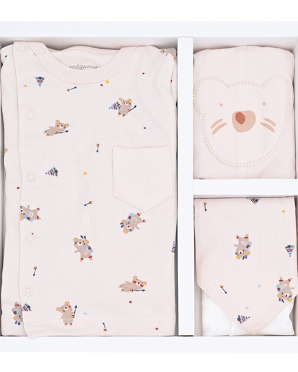 Andy Wawa-AC21070--BEIGE-Baby Coming Home 5 PCS NEWBORN SET BEAR CAMP