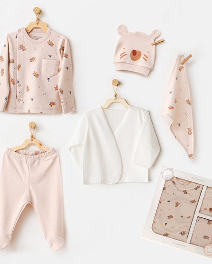 Andy Wawa-AC21070--BEIGE-Baby Coming Home 5 PCS NEWBORN SET BEAR CAMP
