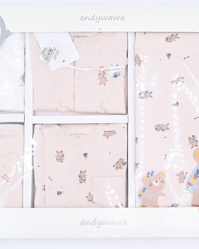 Andy Wawa-AC21071--BEIGE-Baby Coming Home 10 PCS NEWBORN SET BEAR CAMP