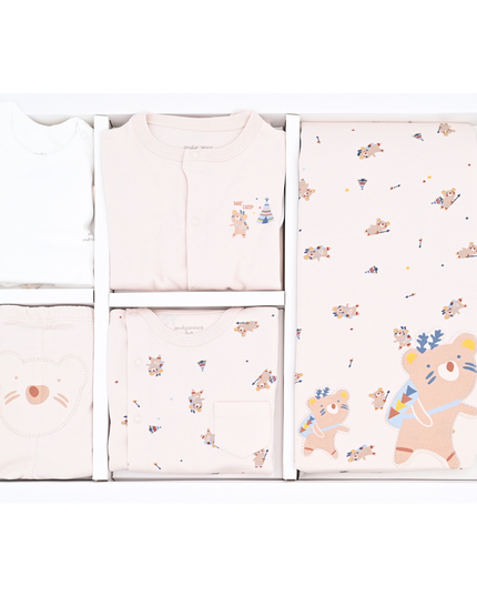 Andy Wawa-AC21071--BEIGE-Baby Coming Home 10 PCS NEWBORN SET BEAR CAMP