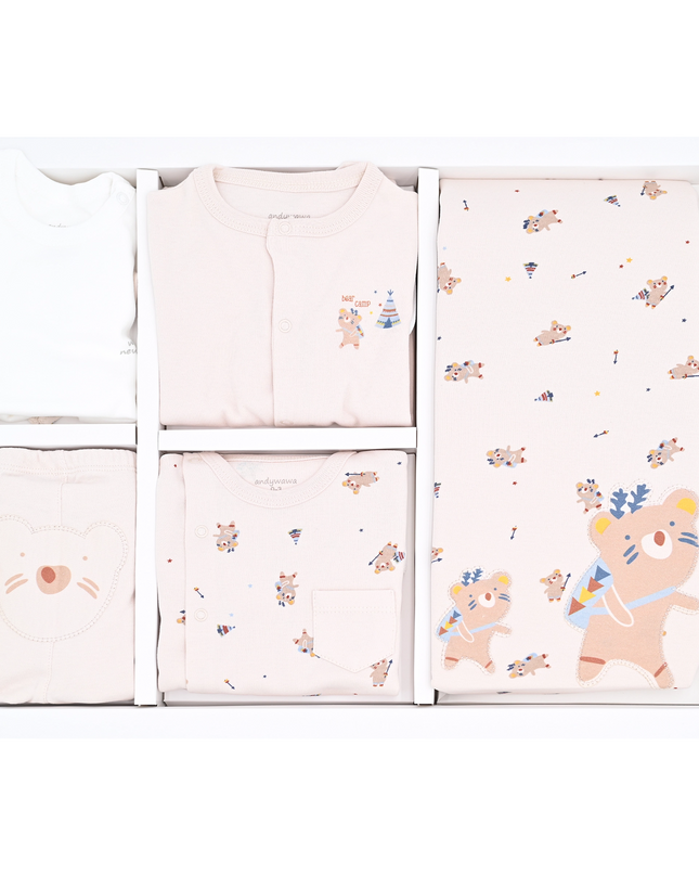 Andy Wawa-AC21071--BEIGE-Baby Coming Home 10 PCS NEWBORN SET BEAR CAMP