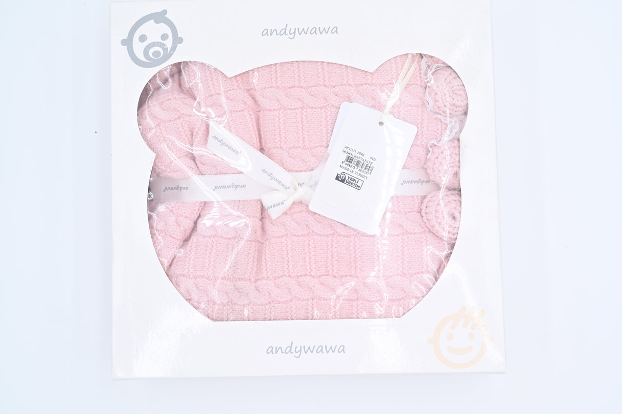 Andy Wawa-AC21251-PINK-Baby KNITTED BLANKET 100X95 BASIC