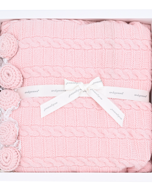 Andy Wawa-AC21251-PINK-Baby KNITTED BLANKET 100X95 BASIC
