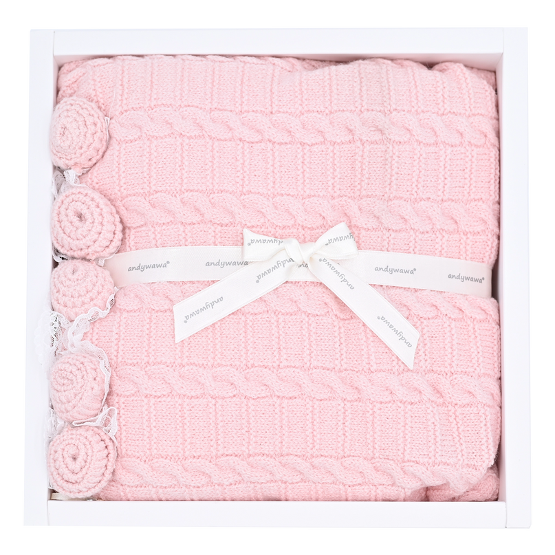 Andy Wawa-AC21251-PINK-Baby KNITTED BLANKET 100X95 BASIC