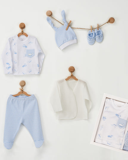 Blue Whale Baby 5 Piece Newborn Set