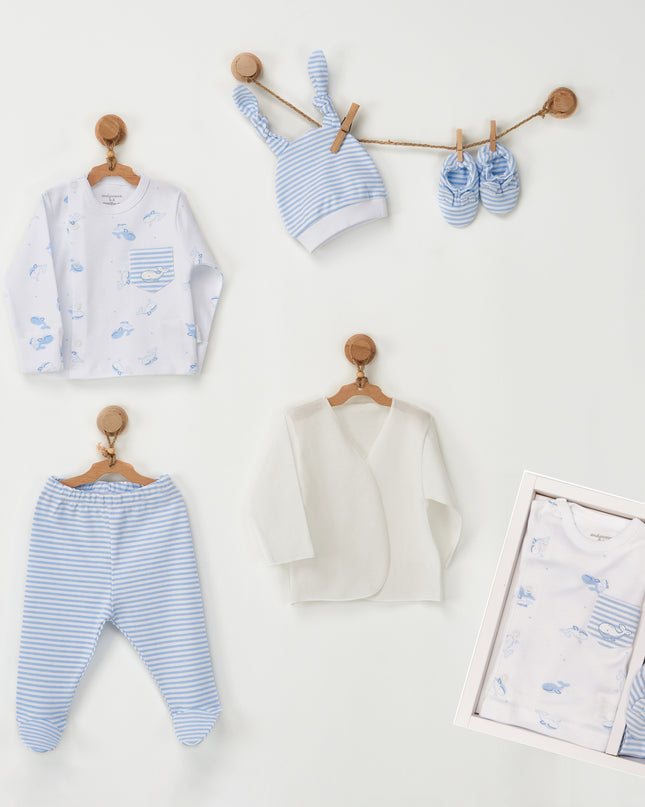 Blue Whale Baby 5 Piece Newborn Set