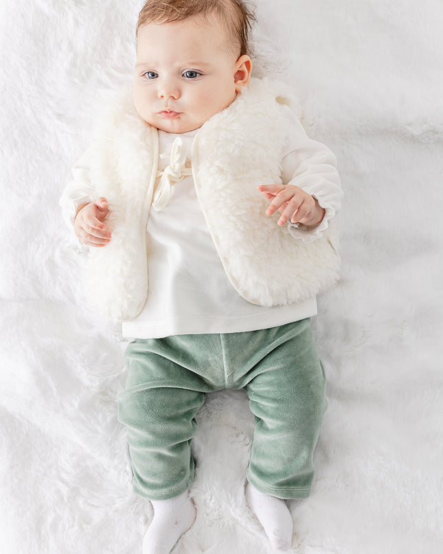 Green Velvet Ruffle Outfit