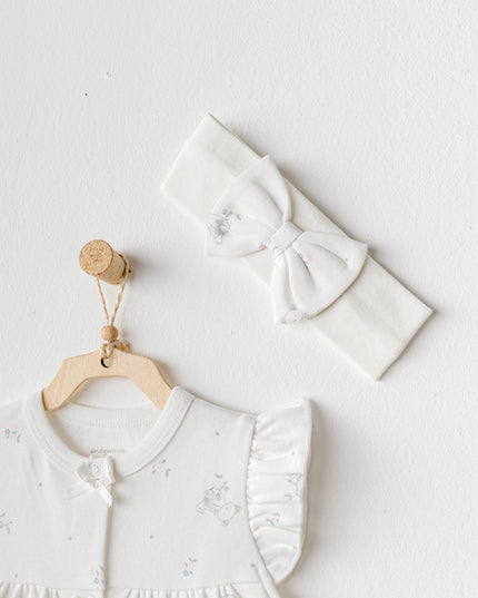 Ecru Cuddly Romper Ruffle Band Set