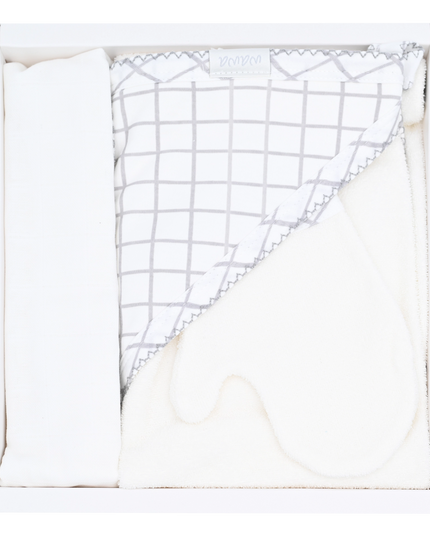 GREY-3 PCS SET TOWEL MUSLIN SET  ANIMAL NATURE-AC9628