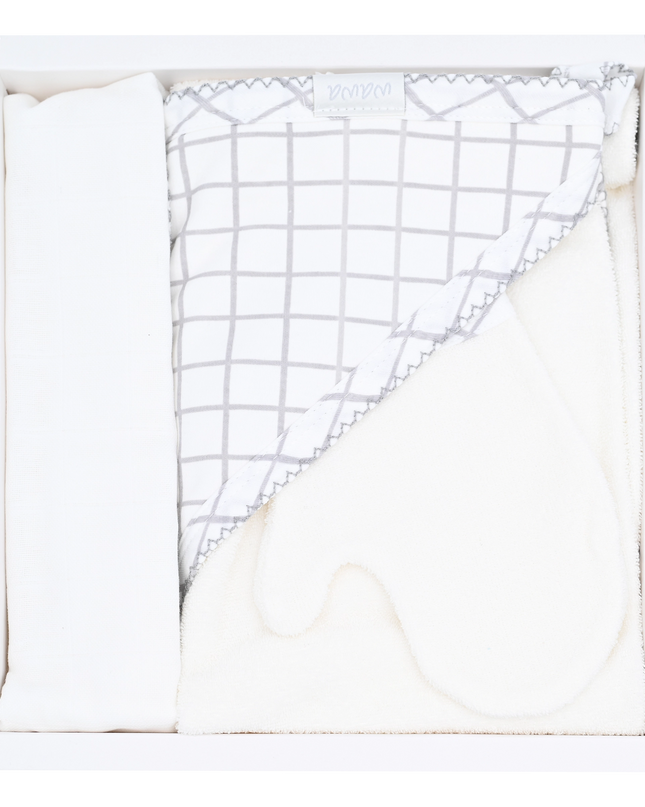 GREY-3 PCS SET TOWEL MUSLIN SET  ANIMAL NATURE-AC9628