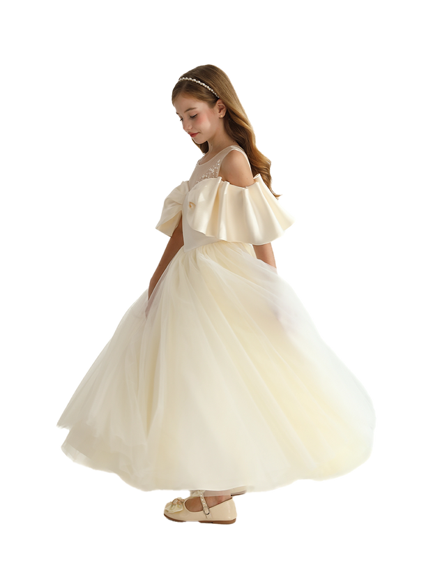 Champagne Tulle Bow Amica Dress