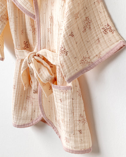 Light Salmon Pretty Flowers Bathrobe