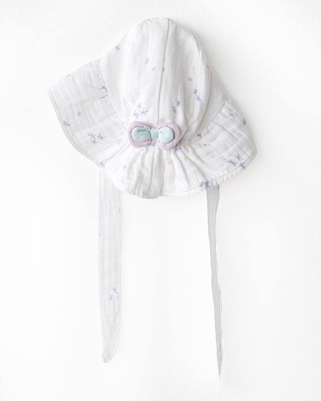 White Butterfly Muslin Bow Hat