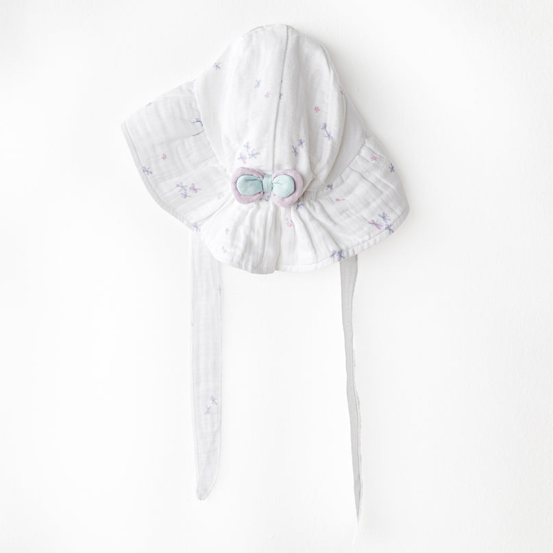 White Butterfly Muslin Bow Hat