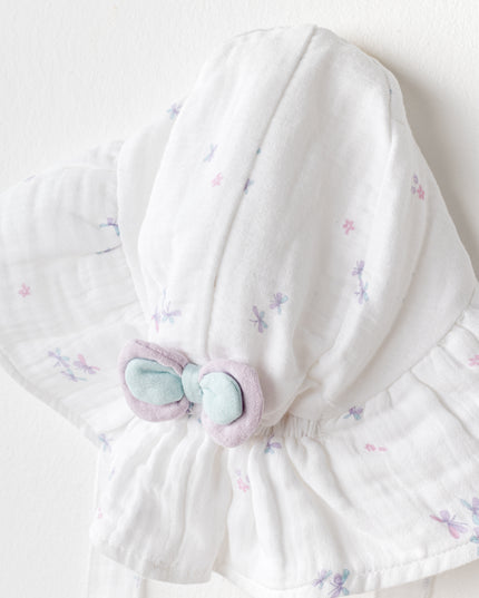 White Butterfly Muslin Bow Hat