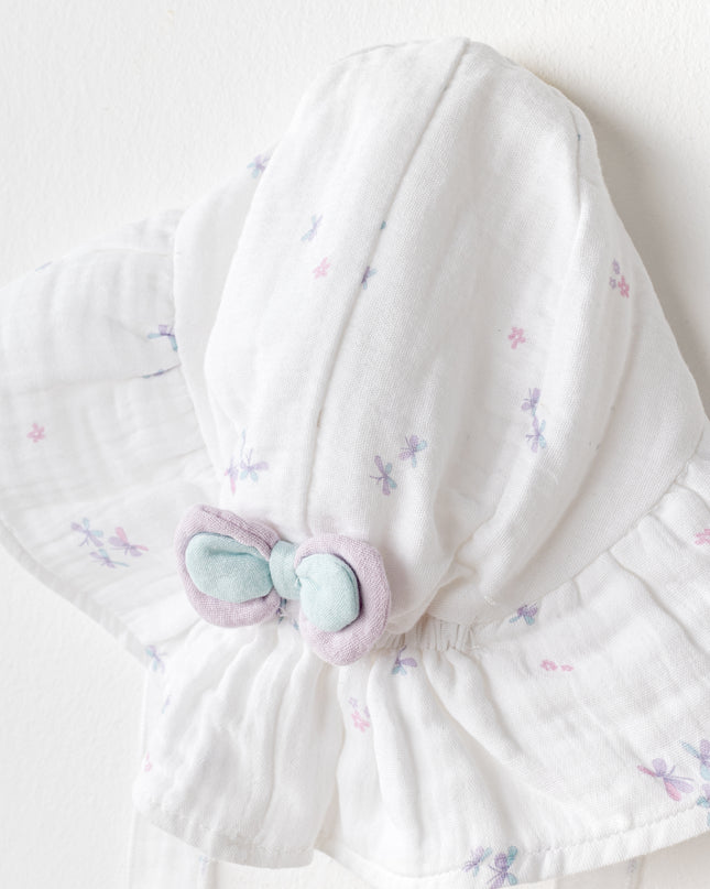 White Butterfly Muslin Bow Hat
