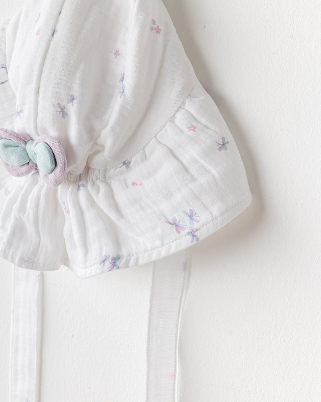 White Butterfly Muslin Bow Hat