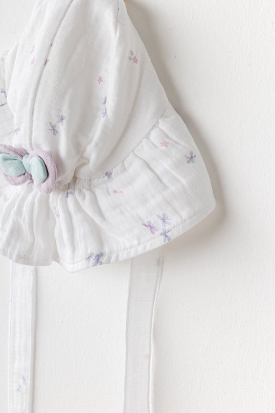 White Butterfly Muslin Bow Hat