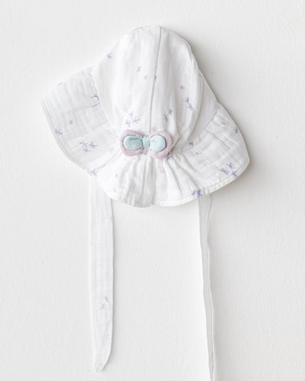 White Butterfly Muslin Bow Hat