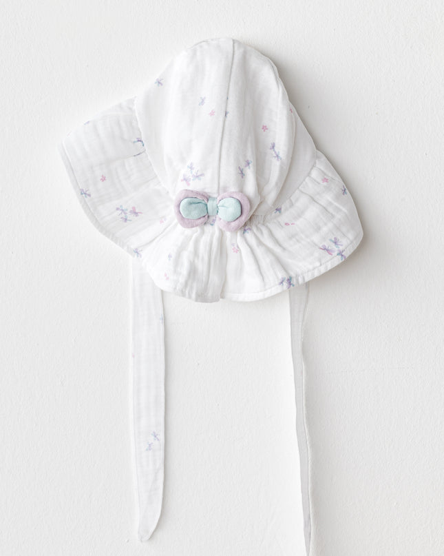 White Butterfly Muslin Bow Hat