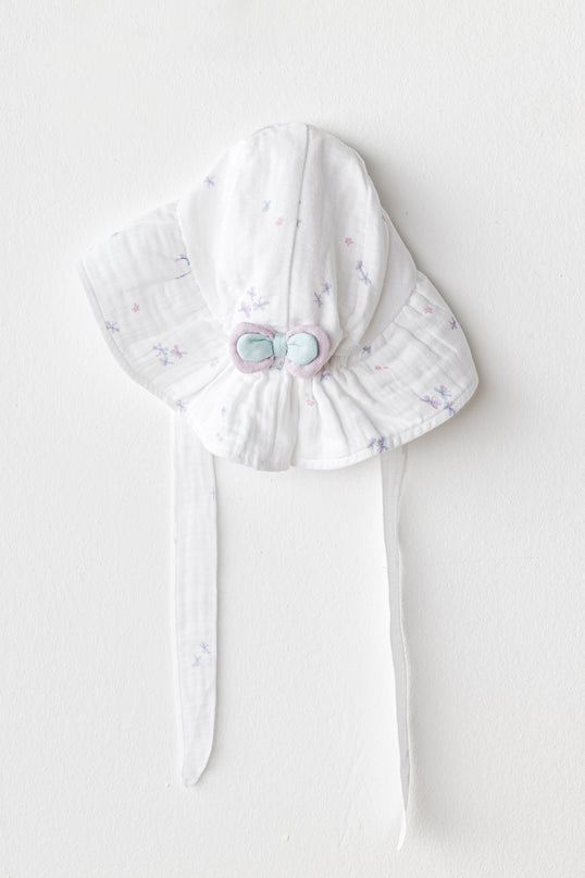 White Butterfly Muslin Bow Hat