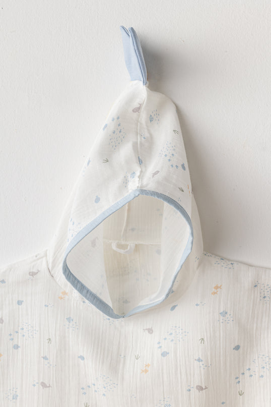 White Ocean Muslin Pancho