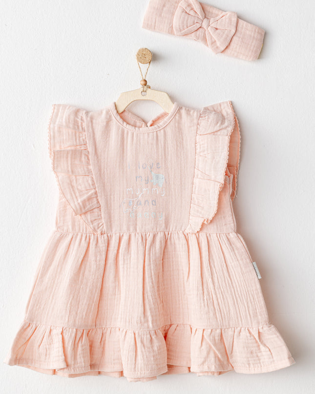 Salmon Love Family Muslin Dress Band Set