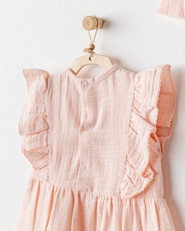 Salmon Love Family Muslin Dress Band Set