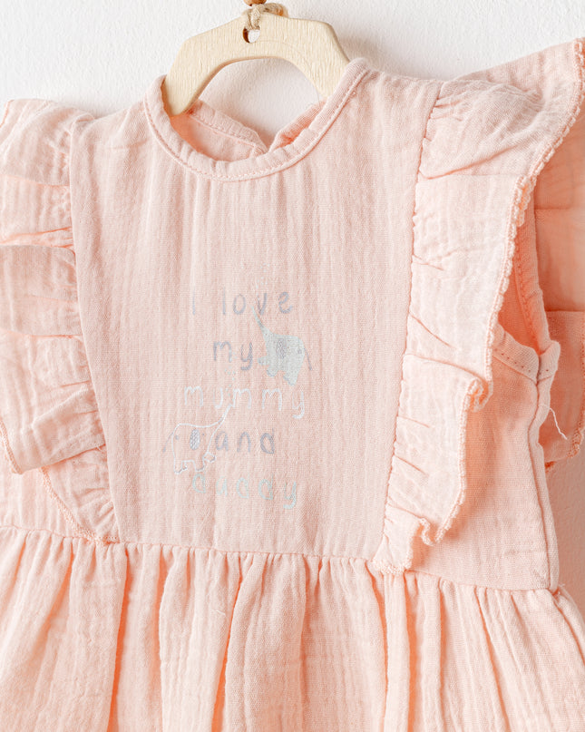Salmon Love Family Muslin Dress Band Set