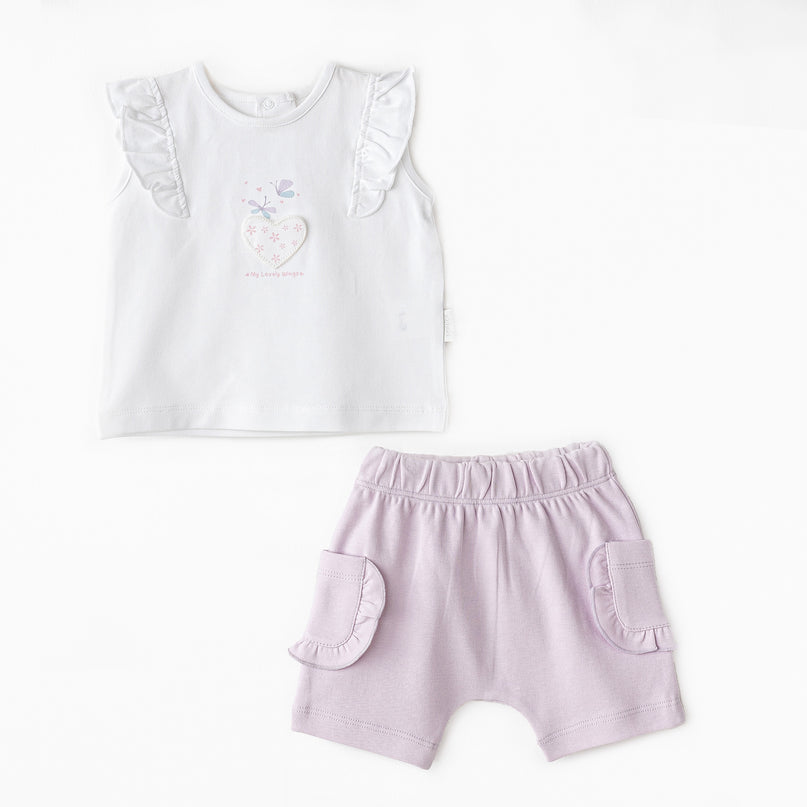 Lilac Butterfly Shorts Set