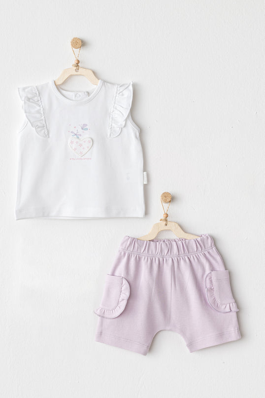 Lilac Butterfly Shorts Set