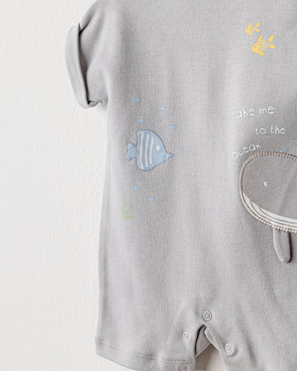 Grey Happy Ocean Whale Romper