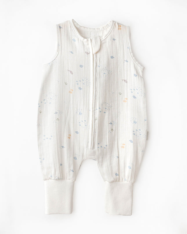 White Ocean Sleeveless Muslin Romper