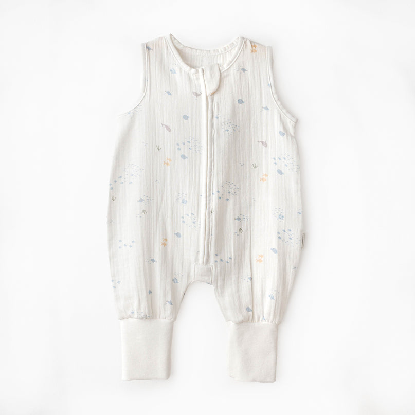 White Ocean Sleeveless Muslin Romper
