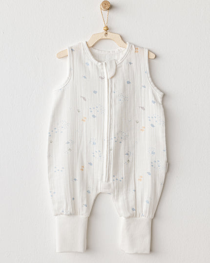 White Ocean Sleeveless Muslin Romper