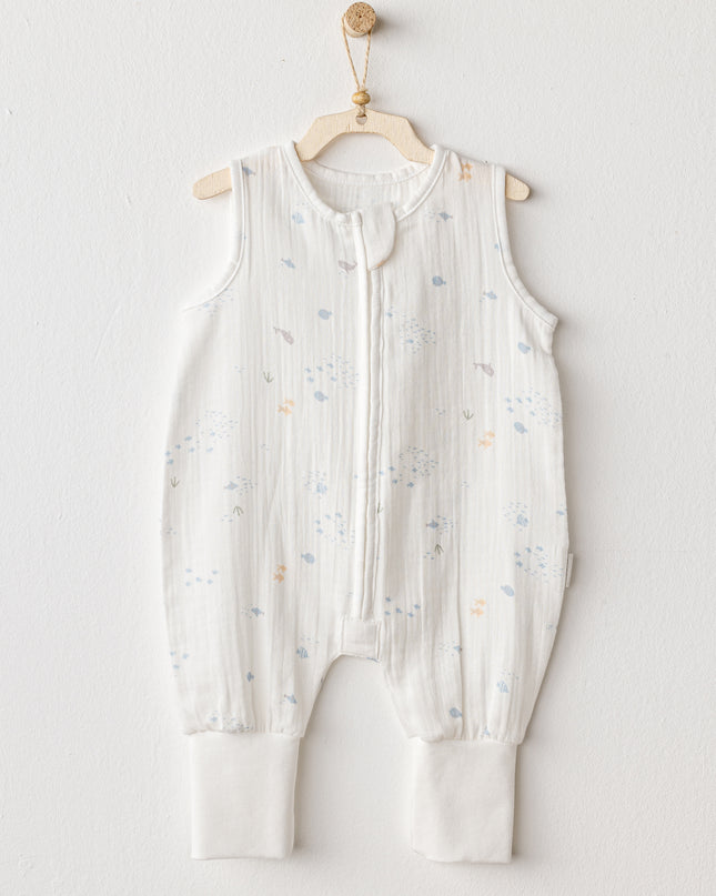 White Ocean Sleeveless Muslin Romper