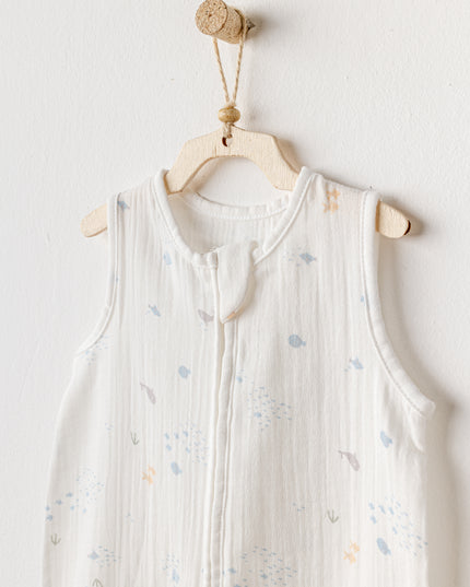 White Ocean Sleeveless Muslin Romper