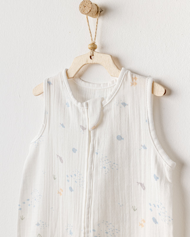White Ocean Sleeveless Muslin Romper