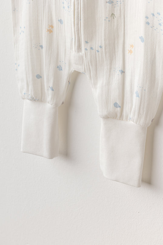 White Ocean Sleeveless Muslin Romper