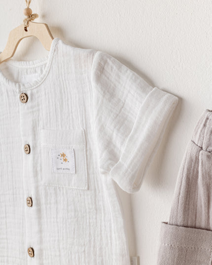 Grey Shorts Button Outfit