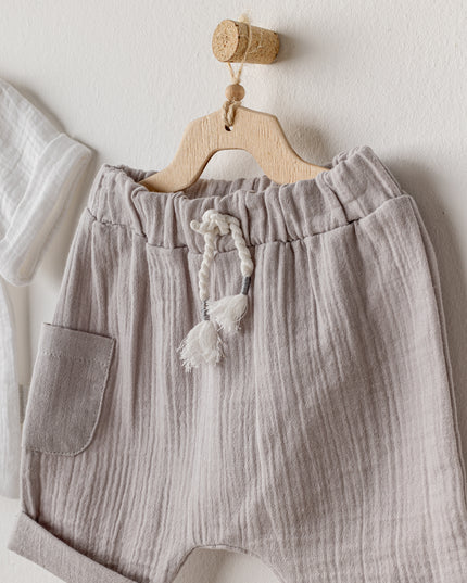 Grey Shorts Button Outfit