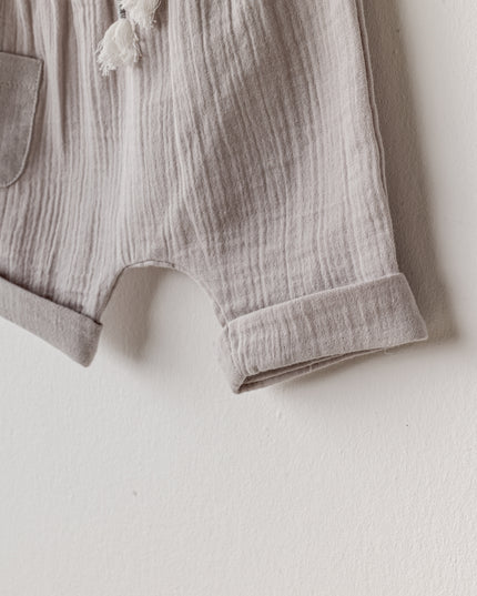 Grey Shorts Button Outfit