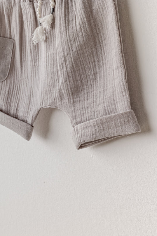 Grey Shorts Button Outfit